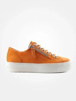 Leder-Sneakers in Orange