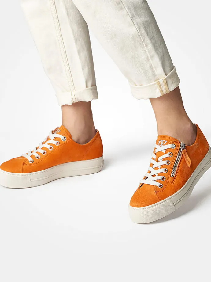 Leder-Sneakers in Orange