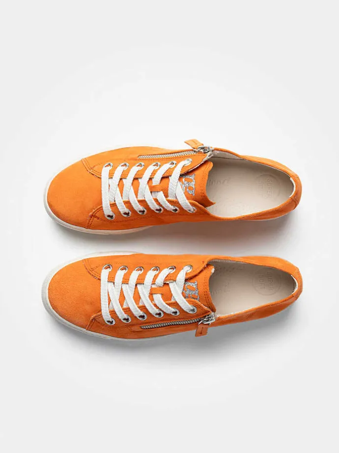 Leder-Sneakers in Orange