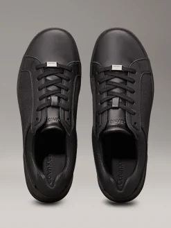 Leder-Sneakers in Schwarz