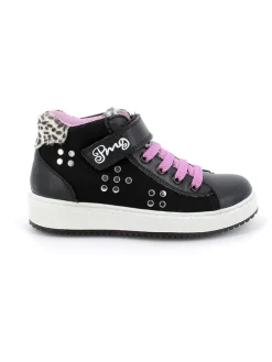 Leder-Sneakers in Schwarz/ Rosa