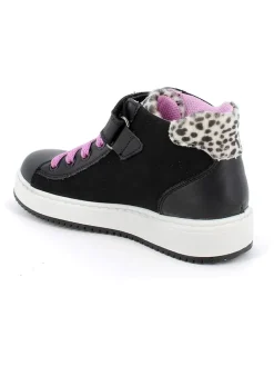 Leder-Sneakers in Schwarz/ Rosa