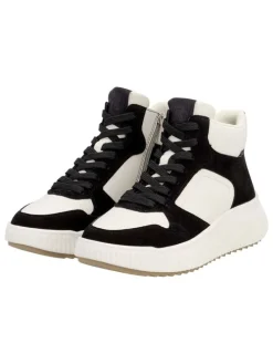 Leder-Sneakers in Schwarz/ Weiß