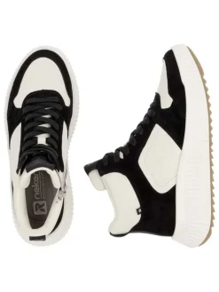 Leder-Sneakers in Schwarz/ Weiß