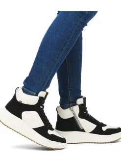 Leder-Sneakers in Schwarz/ Weiß