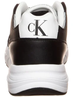 Leder-Sneakers in Schwarz/ Weiß