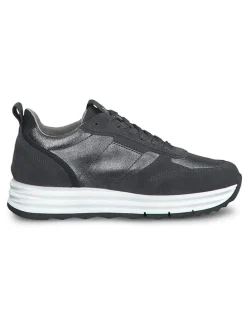Leder-Sneakers in Schwarz/ Silber