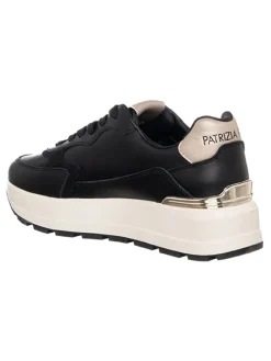 Leder-Sneakers in Schwarz/ Gold