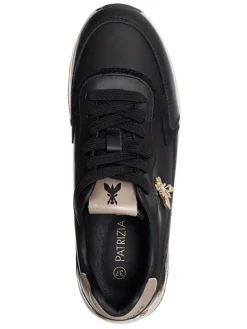 Leder-Sneakers in Schwarz/ Gold