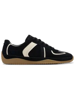 Leder-Sneakers in Schwarz/ Creme
