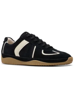 Leder-Sneakers in Schwarz/ Creme