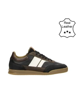 Leder-Sneakers in Schwarz/ Braun/ Weiß