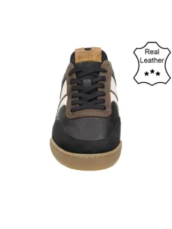 Leder-Sneakers in Schwarz/ Braun/ Weiß