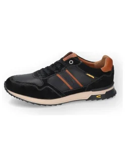 Leder-Sneakers in Schwarz/ Hellbraun