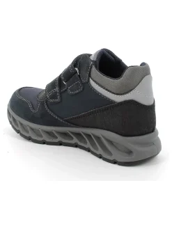 Leder-Sneakers in Schwarz/ Grau