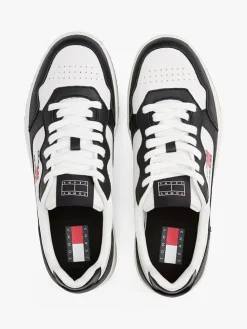 Leder-Sneakers in Schwarz/ Weiß