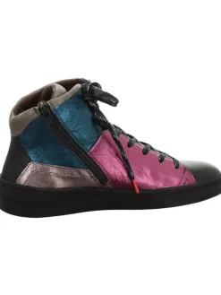 Leder-Sneakers in Schwarz/ Pink