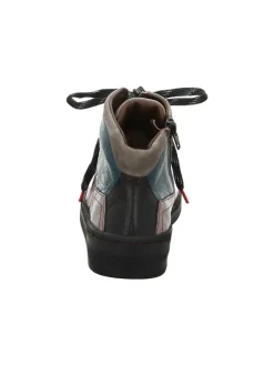 Leder-Sneakers in Schwarz/ Pink