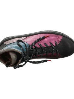 Leder-Sneakers in Schwarz/ Pink