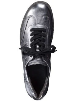 Leder-Sneakers in Silber