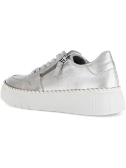 Leder-Sneakers in Silber
