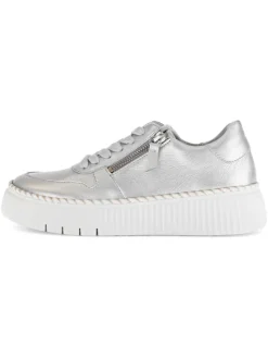 Leder-Sneakers in Silber