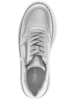 Leder-Sneakers in Silber
