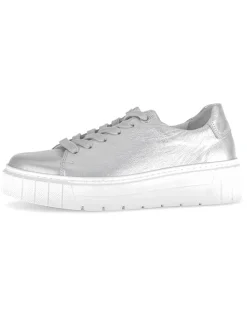 Leder-Sneakers in Silber