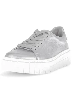 Leder-Sneakers in Silber