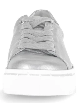 Leder-Sneakers in Silber