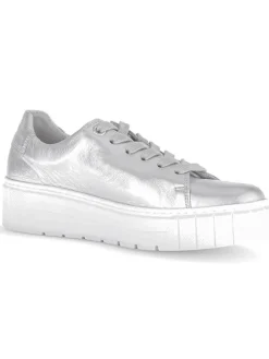 Leder-Sneakers in Silber