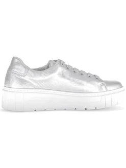 Leder-Sneakers in Silber