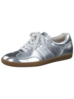 Leder-Sneakers in Silber