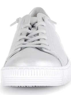 Leder-Sneakers in Silber