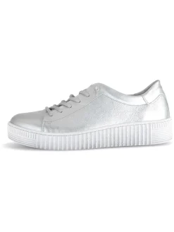 Leder-Sneakers in Silber