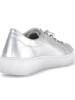 Leder-Sneakers in Silber