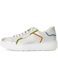 Leder-Sneakers in Silber/ Bunt
