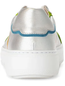 Leder-Sneakers in Silber/ Bunt