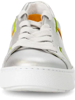 Leder-Sneakers in Silber/ Bunt