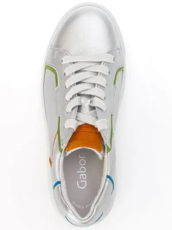 Leder-Sneakers in Silber/ Bunt