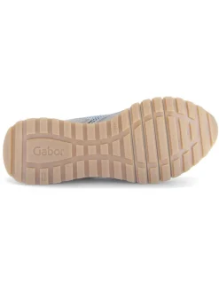 Leder-Sneakers in Silber/ Beige