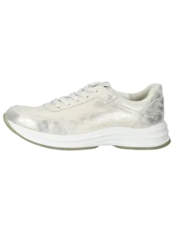Leder-Sneakers in Silber/ Creme