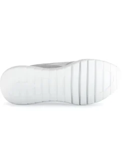 Leder-Sneakers in Silber/ Grau