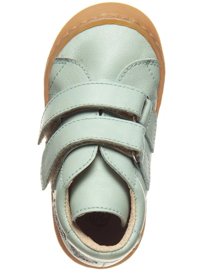 Leder-Sneakers in Türkis