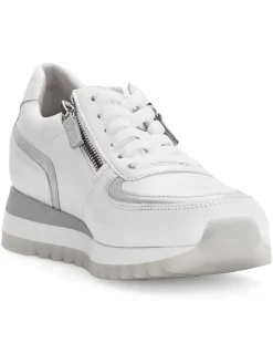 Leder-Sneakers in Weiß