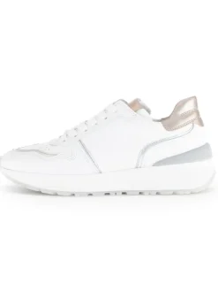 Leder-Sneakers in Weiß/ Beige