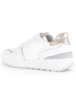 Leder-Sneakers in Weiß/ Beige