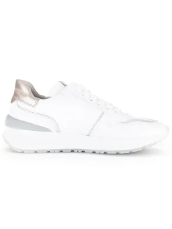 Leder-Sneakers in Weiß/ Beige