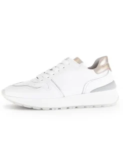 Leder-Sneakers in Weiß/ Beige