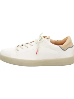 Leder-Sneakers in Weiß/ Beige